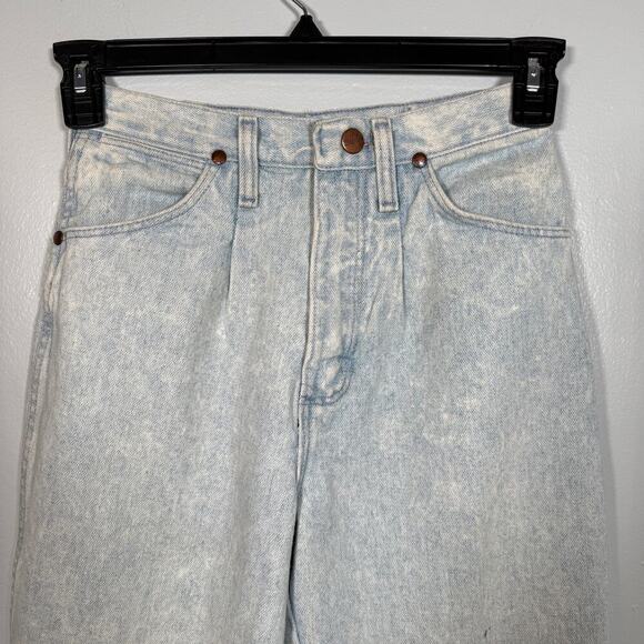 Vintage Wrangler Acid Wash High Rise Straight Leg Mom Jeans Made in USA 25x33 - Picture 5 of 13